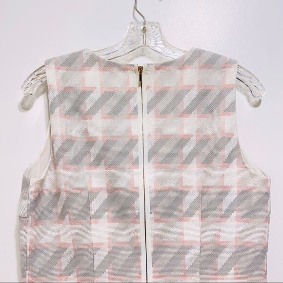 Hugo Boss Diemoni Sleeveless A-line Dress Houndstooth Tweed Pink/Grey Size 8 - Picture 5 of 11
